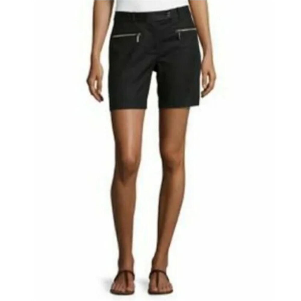MICHAEL KORS Black Zip Pockets Women's 8" Inseam Shorts QuietLuxury 8 Edgy EUC